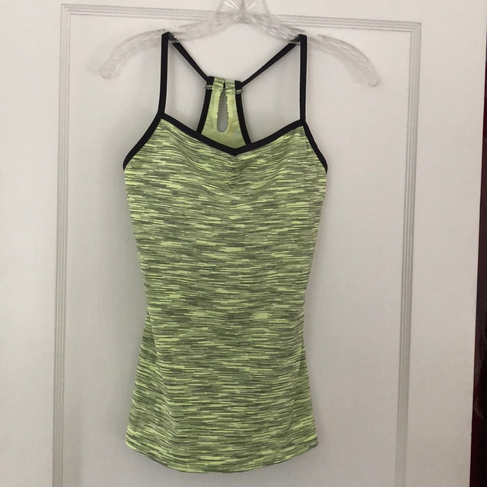 Lucy yellow & black yoga top with shelf bra size M
